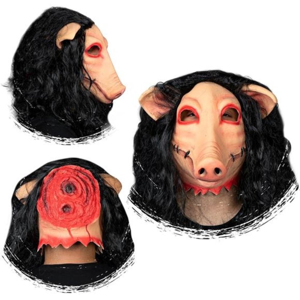 Scary Pig Mask, Jigsaw Pig Mask Halloween, Scary Latex Pig Head, Pig Face Mask - Picture 2 of 7